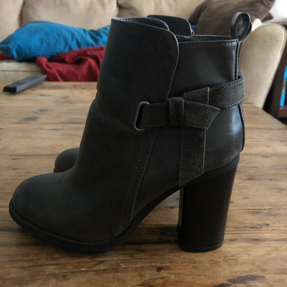 Brown Leather Heeled Boots, Size 7